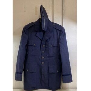 VTG US Air Force Vietnam Era Blue Coat Jacket w/ Flight Cap